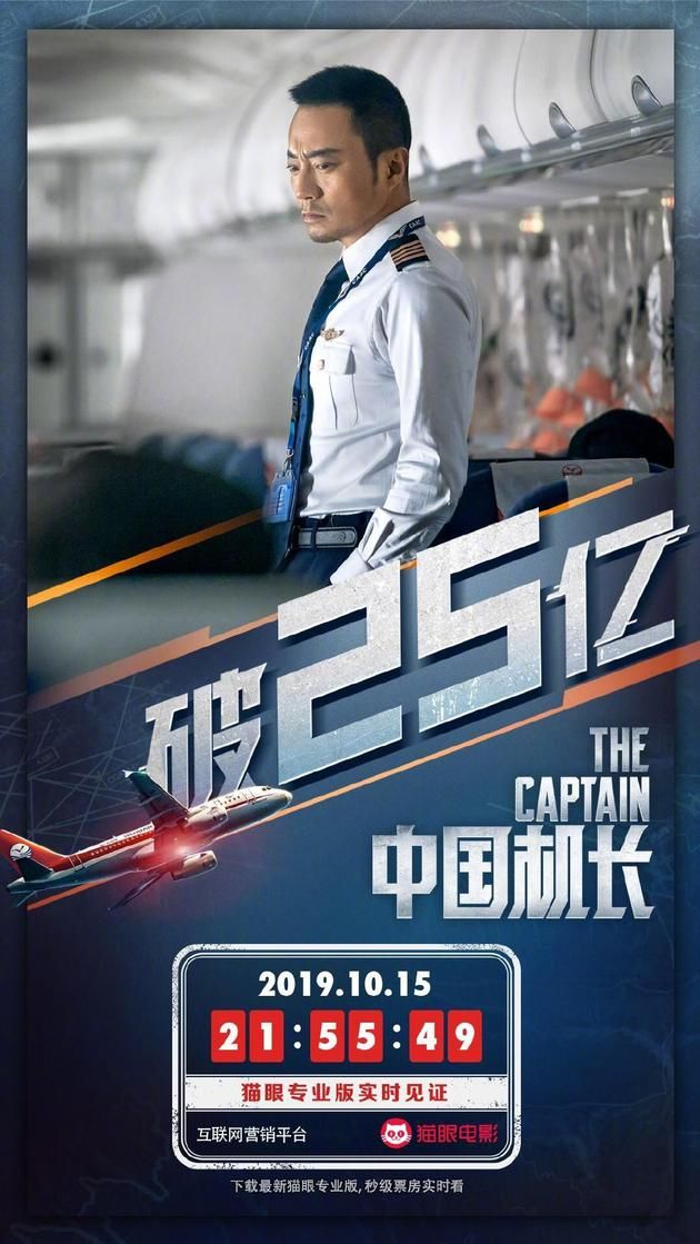 《中国机长》票房25亿 2019中国电影票房榜第5名
