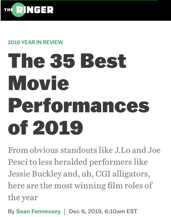 美国网站The Ringer 评选2019年35个最佳电影表演 狮子王在内