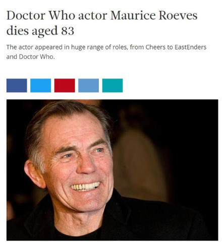 83岁莫里斯·罗维斯去世 曾出演《神秘博士》、《星际迷航》等